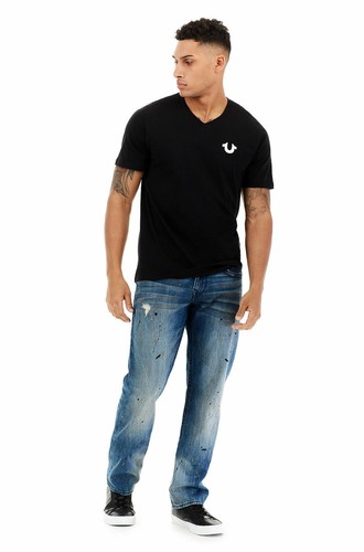 True Religion Men's Classic Horseshoe Logo V-Neck Tee T-Shirt - Picture 7 of 23