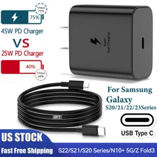 45W USB-C Super Fast Charging Wall Charger & USB-C Type C Cable For Samsung E
