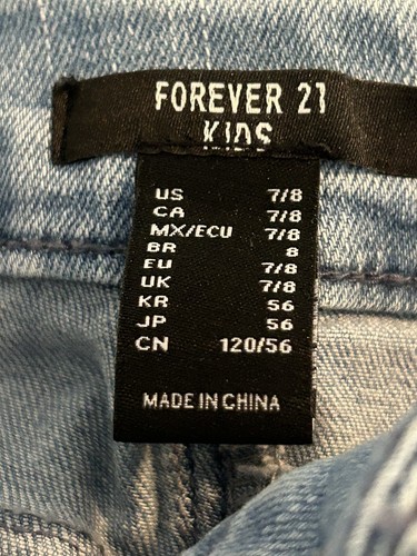 Forever 21 Girls Straight Leg Distressed Jean Light Wash Size 7/8 - Picture 3 of 3