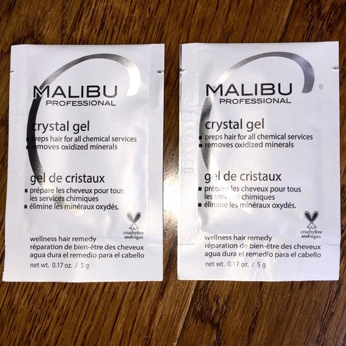 2 Malibu Crystal Gel Treatment Packets 2 Caps Removes Discoloration Preps Hair - Picture 2 of 6