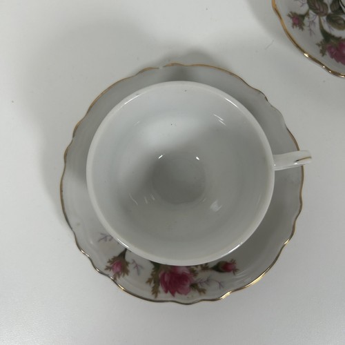 Vtg Royal Moss Rose Miniature Coffee/Tea Cups & Saucer 4 Pc Set 1950's Japan - Picture 2 of 10