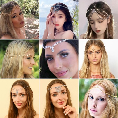 Women Fashion Metal Rhinestone Head Chain Jewelry Headband Head Piece Hair band - Picture 2 of 64