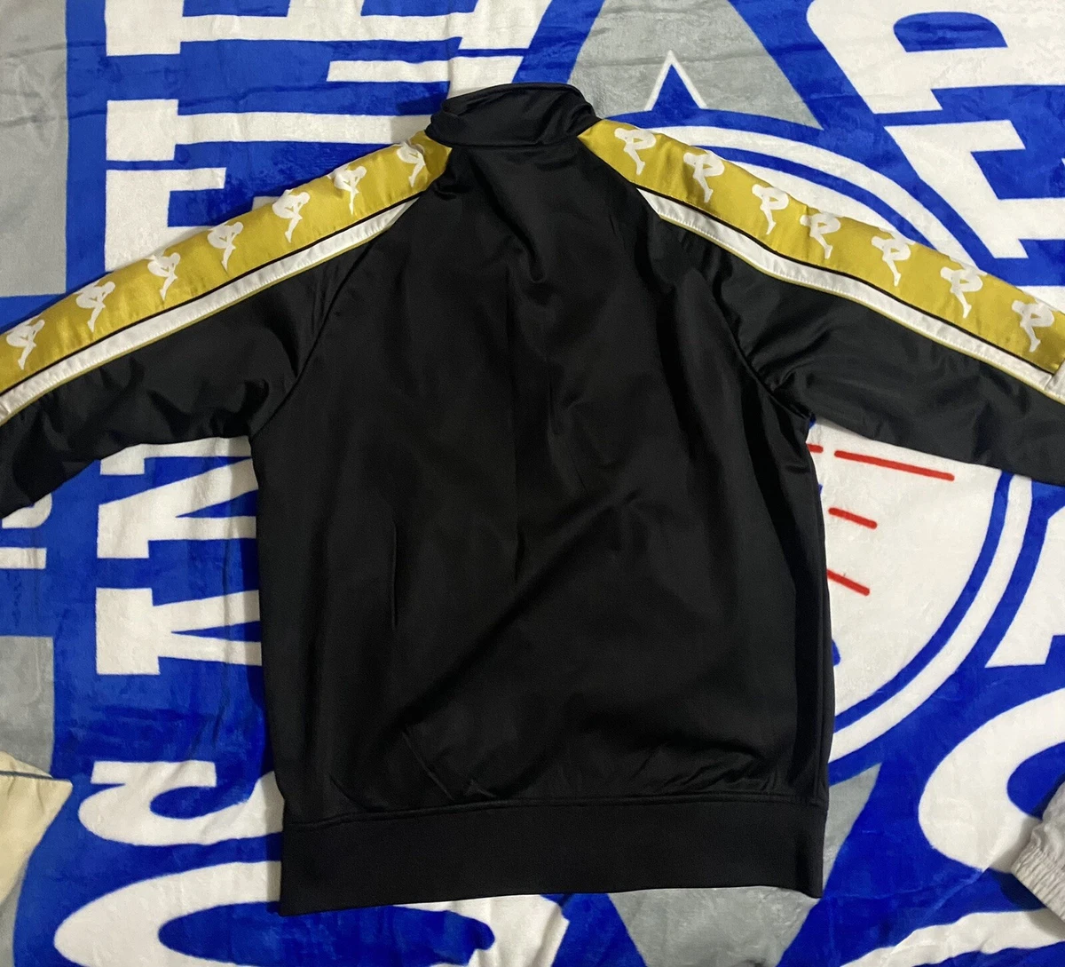 Kappa Banda 10 Ahran Track Jacket Black White Gold Size M