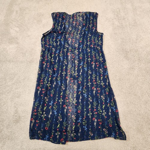 Women's LC By Lauren Conrad Linear Botanical Long Vest NEW - Picture 8 of 9
