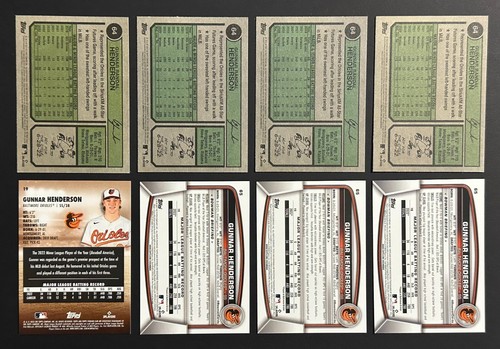 Gunnar Henderson Rookie Card Lot 8 Baseball Cards Topps Heritage Bowman Orioles - Picture 2 of 2