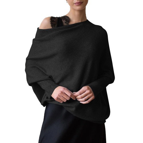 Neu Damen Lagenlook Slouch Fledermaus Langarm Freizeit Uni Weich Strick Pullover - Bild 3 von 28
