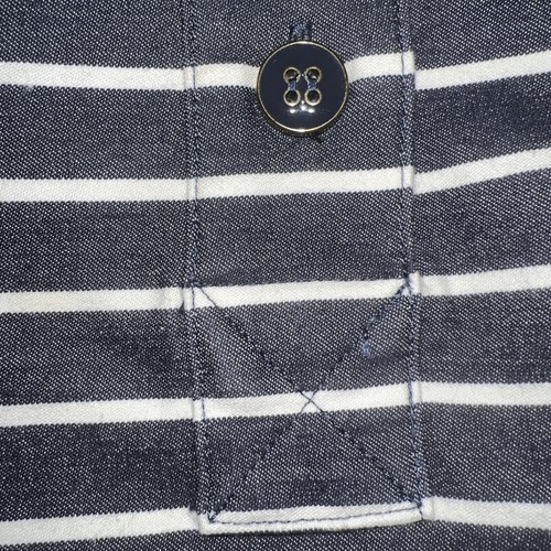 J. McLaughlin Dress Collared Stripe Roll 3/4 Sleeve Button 1/4 Boat Swing - Picture 7 of 9