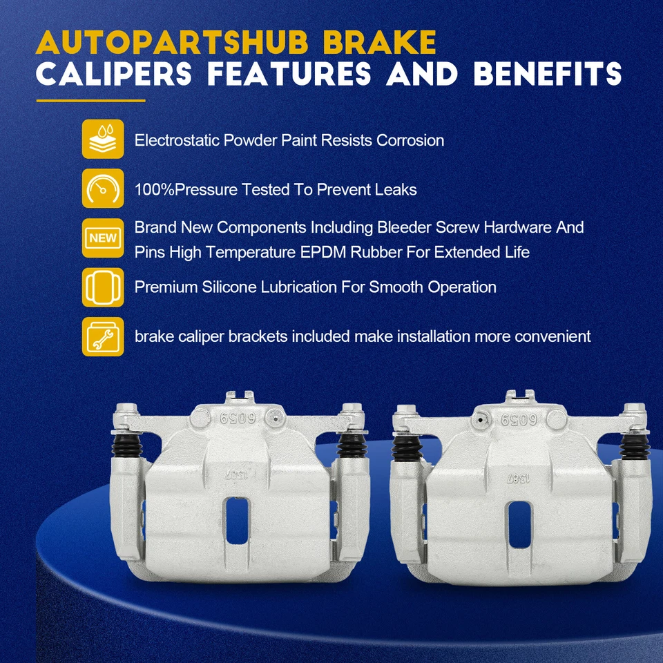 2 PCS Front Left Right Brake Calipers w/ Bracket For 2008-2013 Nissan Rogue - Изображение 3 из 4