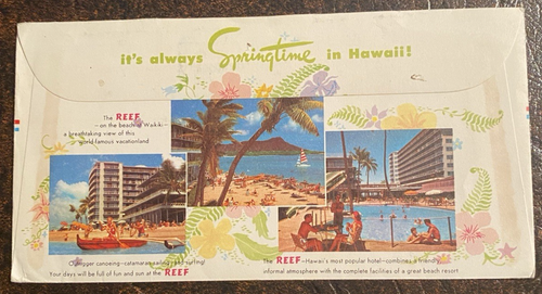 1960 Honolulu Hawaii, posta aerea, copertina pubblicitaria, hotel Waikiki - Foto 2 di 2