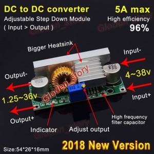 5A Mini DC-DC Buck Step-down Adjustable Converter 4V-38V to 3.3V 5V 9V 12V 24V