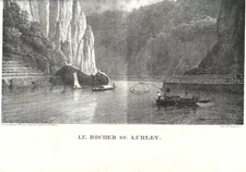 Vers 1830 Litho VILLENEUVE et G. ENGELMAN Rocher du Lurley (Loreleï) par HOWEN