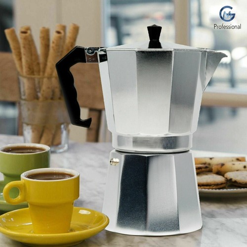 Caffettiera Espresso Italiana 6, 9 e 12 Tazze Piano Cottura Caffettiera Moka Argento - Foto 9 di 13