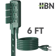 HBN Outdoor Power Stake Waterproof 6Ft Extension Cord with 3 Grouded Outlets