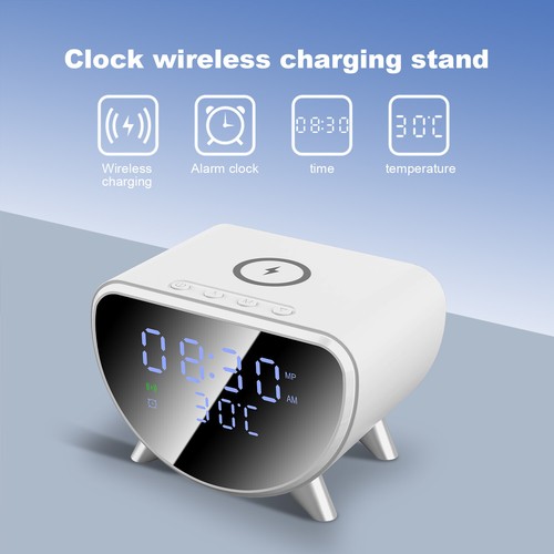 Wireless Charger Thermometer Digital Alarm Clock For iPhone 16 Samsung S25 Ultra - Picture 8 of 11