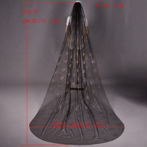 Gothic Langer Schleier für Damen Golddruck Schleier für Halloween Vampir - Bild 9 von 10