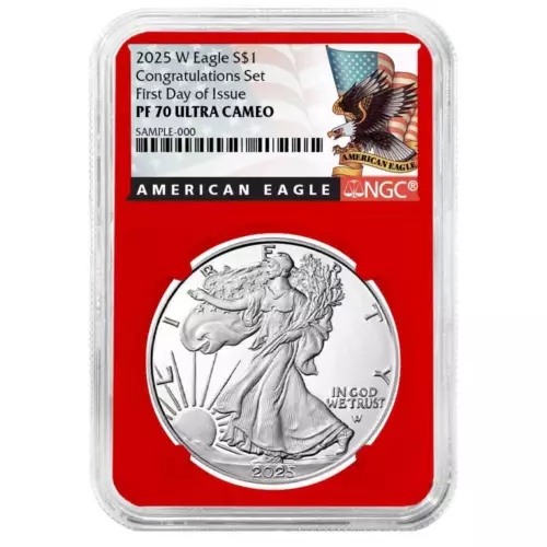 2025-W $1 1-oz Proof American Silver Eagle Congratulations Set NGC PF70UC FDI...