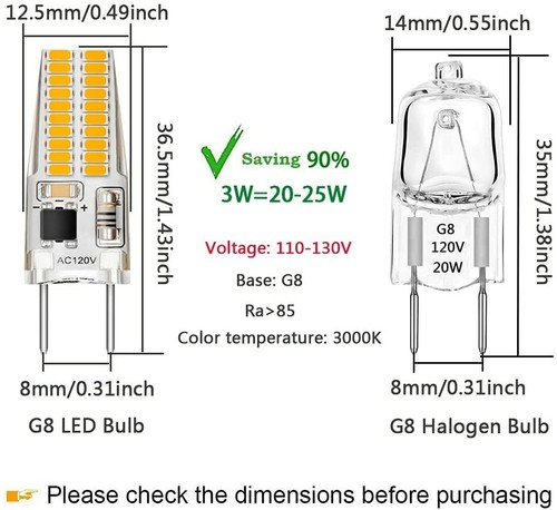 2-Pcs G8 LED Dimmable Warm White Bulbs - Picture 2 of 5