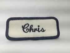 CHRIS USED EMBROIDERED VINTAGE SEW ON NAME PATCH TAGS ASSORTED COLORS