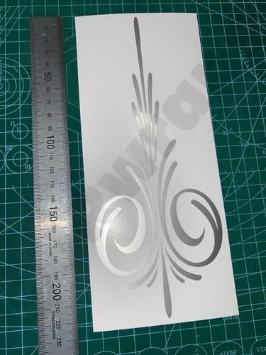 Nadelstreifen Design Aufkleber Decals Motorrad Tank Helm Auto Bike 220x90mm silber - Bild 2 von 5