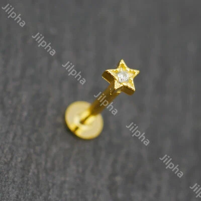 Stern 925 Silber Piercing Labret Ohr Lippe Stab Tragus Helix Stecker A4558 - Bild 1 von 4