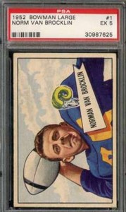 1952 BOWMAN LARGE #1 NORM VAN BROCKLIN PSA 5 SP RAMS HOF