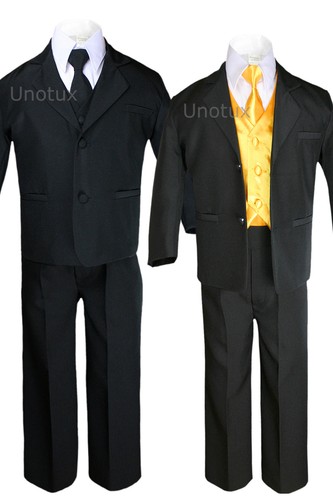 Baby Toddler Boys Formal Party Black 7-pc Suits Sets Color Vest Tie Outfits S-8 - Picture 90 of 93