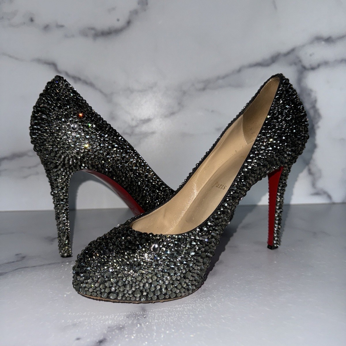 Christian Louboutin Simple Pumps Black Diamond Strass Christian Louboutin Simple Pumps Black Diamond Strass