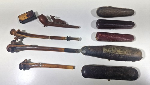 Kleine einzigartige Sammlung antiker Zigarettenspitzen Bernstein Silber Knochen - Bild 8 von 20
