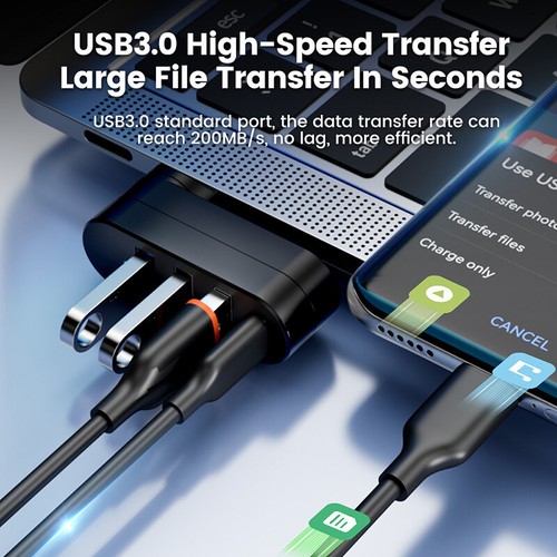 Rotatable USB HUB USB3.0 2.0 Type C HUB USB Splitter 4 Ports Multiple Expand _yi - Afbeelding 4 van 15