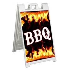 BBQ Signicade 24x36 Aframe Sidewalk Sign Banner Decal BARBEQUE FOOD