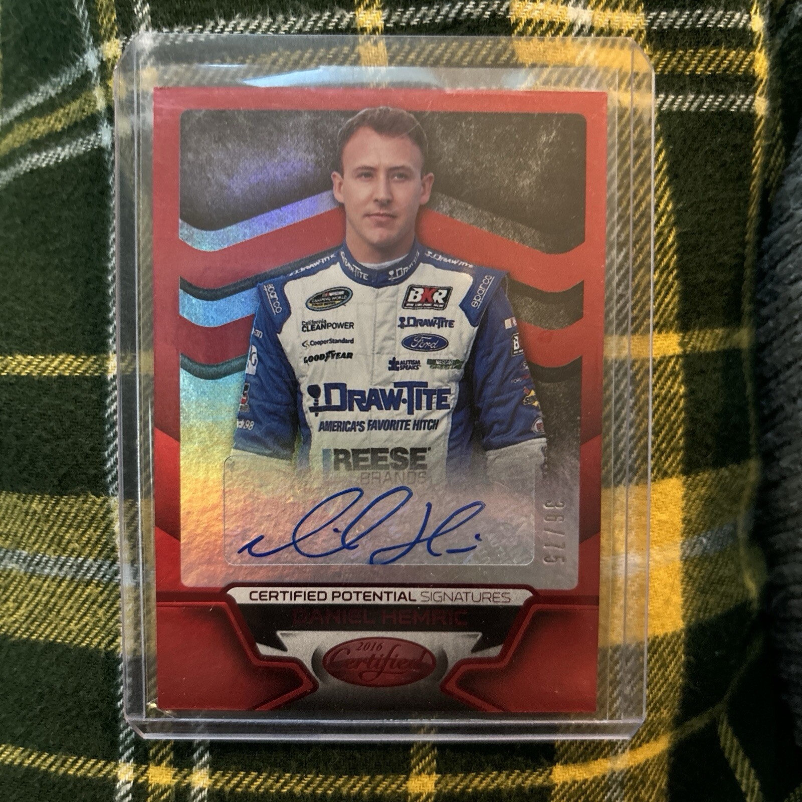 2016 Panini CERTIFIED Racing DANIEL HEMRIC "Potential Signatures" AUTO 36/75