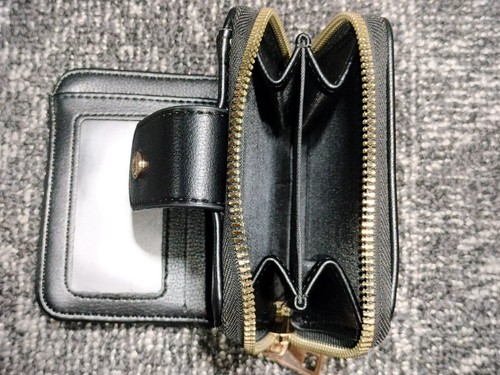 Conjunto de bolso y billetera de cuero sintético marrón/negro/dorado sin marca para dama y mujer - Imagen 15 de 15