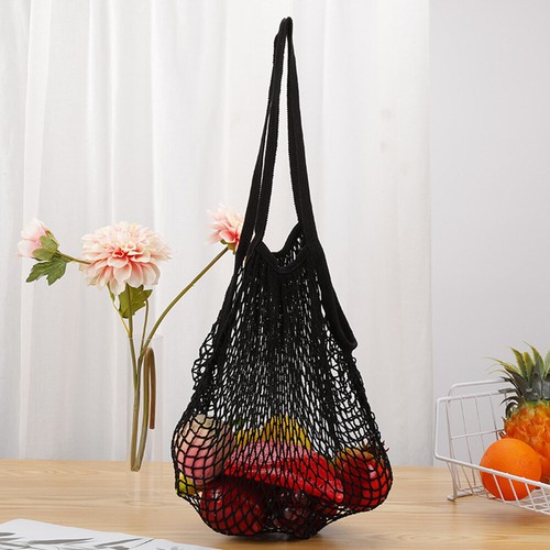 Woven Cotton Mesh Bag Foldable String Long Handle Net Tote Fruit Vegetable New - Picture 11 of 42