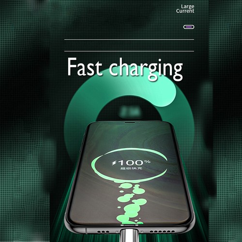 Nylon Braided Typ-C Kabel USB-C Ladekabel 3A Fast Charger Long Lead Data Sync - Picture 7 of 10