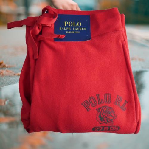 Polo Ralph Lauren Tiger Logo Lightweight Joggers Size XL Red Fleece Sweatpants - Picture 10 of 10