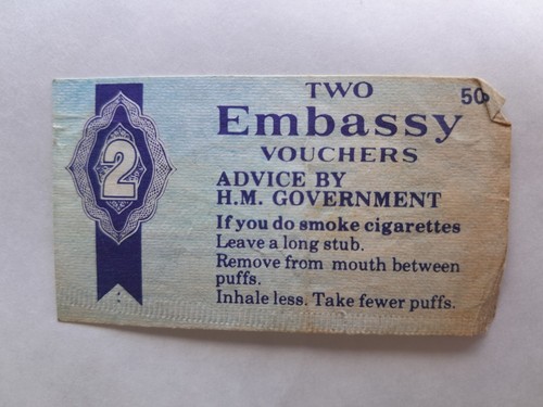 Vintage Embassy Cigarette Vouchers - 2 points - Serial 503