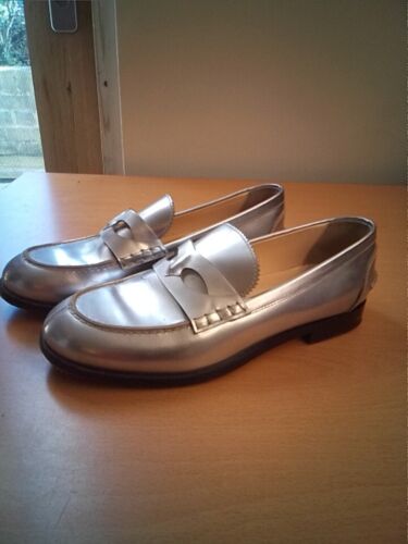 Christian Louboutin Silver Leather Slip On Loafers Shoes Size 36.5 UK 4  - Picture 1 of 16