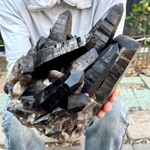 9.65LB Natural smoky black quartz cluster crystal mineral specimen healing - 第 18/18 張圖片