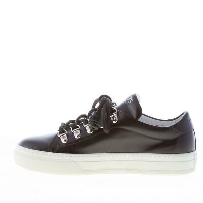TOD'S women shoes Black leather sneaker laces tassel fringe