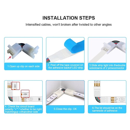 L 8/10mm Shape 2-4 Pin Connectors Angle Adjustable LED Strip For 5050 LED strip - Picture 6 of 14