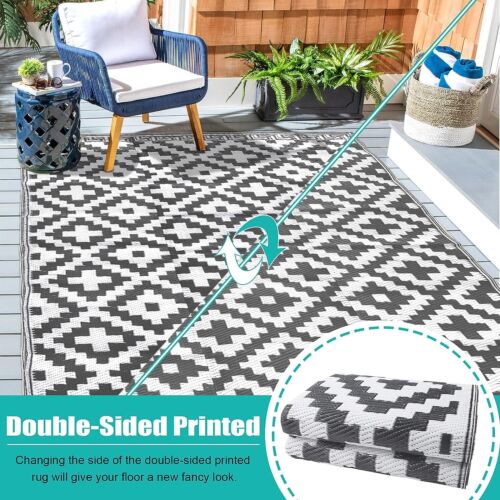 Outdoor Rug Garden Geometric Large Waterproof Patio Area Non Slip Deck Floor Mat - Picture 6 of 10