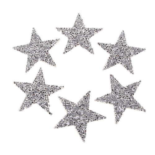 Star Sequins Sew Iron on Applique Embroidered Patches-Silver (6 Pieces) - Picture 5 of 11