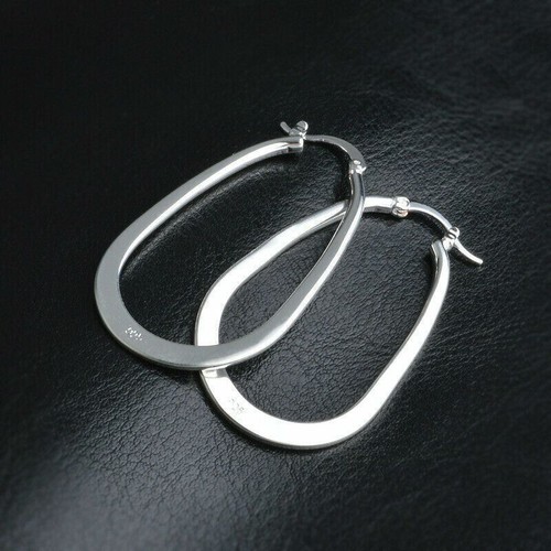 Atemberaubender Damen-Ohrring 925 Sterlingsilber gefüllt großer Eierform Reifen Schmuck - Bild 6 von 7
