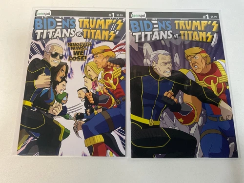 TRUMP'S TITAN'S VS BIDEN'S TITANS #1 A+B COVERS (POLITICIANS BATTLE ROYAL) HOT!