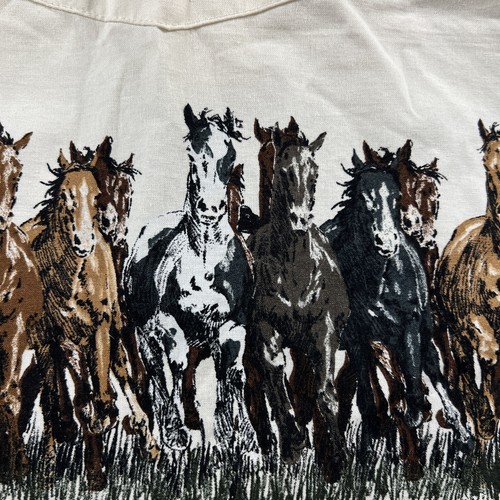 Camisa Wrangler Western de Colección Para Hombres Grande Estampado de Caballo Perla Lona a Presión Blanca - Imagen 19 de 19