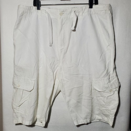 Sean John Shorts Men's Size 40X13 Bright White Cargo Classic Flight Linen Cotton - Picture 1 of 14