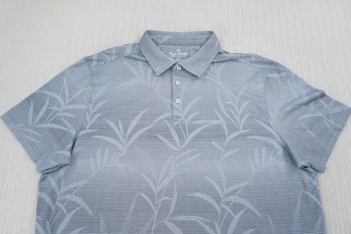 Nat Nast Shirt Mens 2XL XXL Gray Hawaiian Floral Print Short Sleeve Golf Polo - Picture 2 of 8