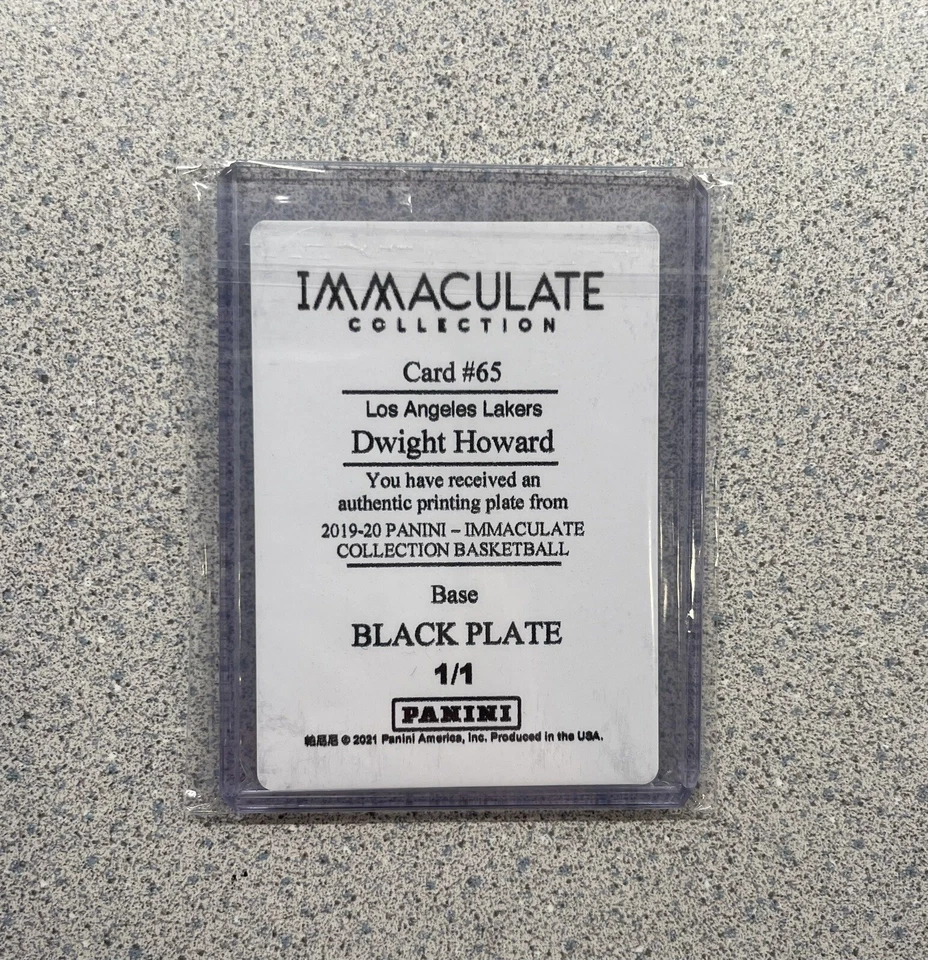 2019-2020 Panini Immaculate #65 Dwight Howard Black Printing Plate 1/1 DPOY RARE - Image 2 of 2