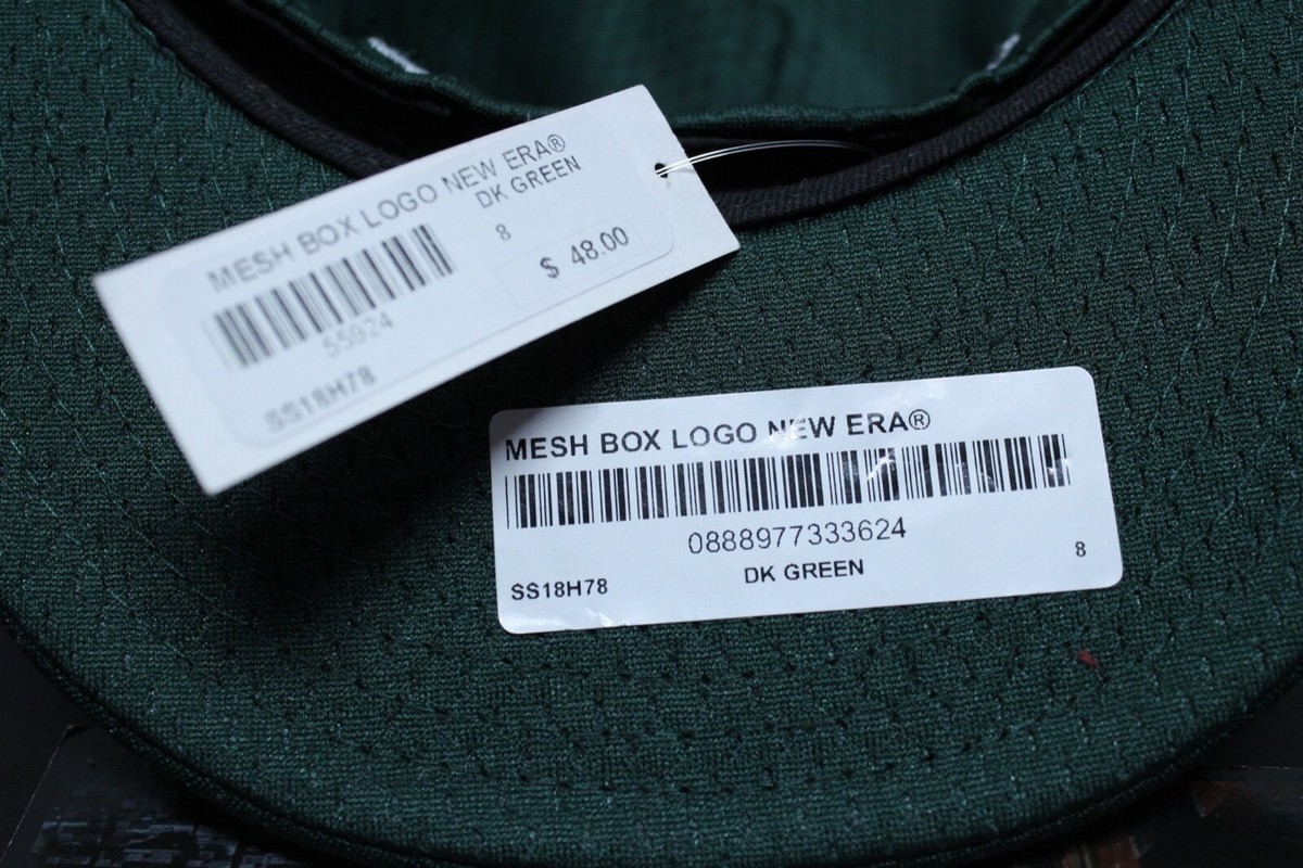 New Era Supreme NYC Box Logo Mesh Green White Size 8 Fitted