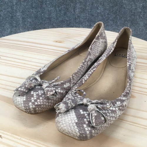 Stuart Weitzman Shoes Womens 9 M Ballet Flats Multicolor Leather Snakeskin Bow - Picture 3 of 17
